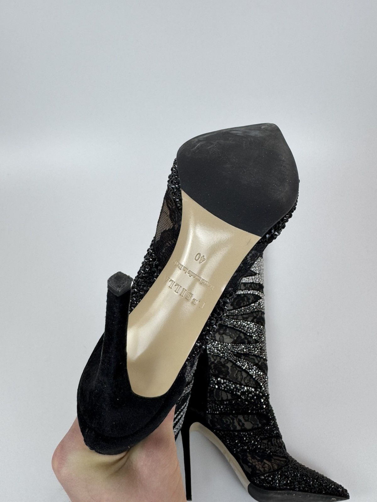 Le Silla LE SILLA Limited Edition HIGH Crystal Lace Black BOOTS 40 Size US 10 / IT 40 - 6 Thumbnail