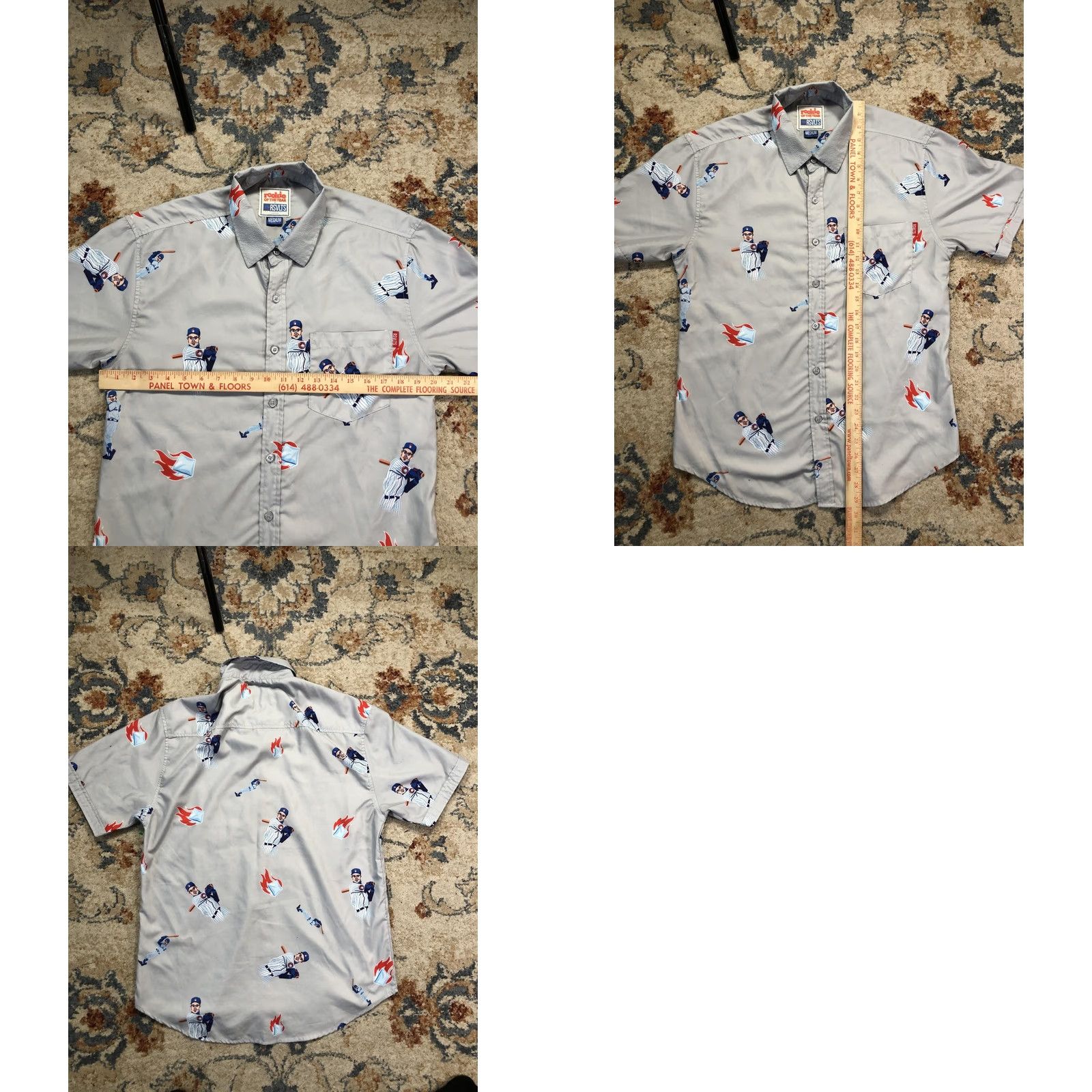 Vintage RSVLTS Rookie Of The Year Shirt Mens M Gray Baseball Graphic Button Up Short Sleeve Collared Button-Up Vintage: No Size US M / EU 48-50 / 2 - 8 Thumbnail
