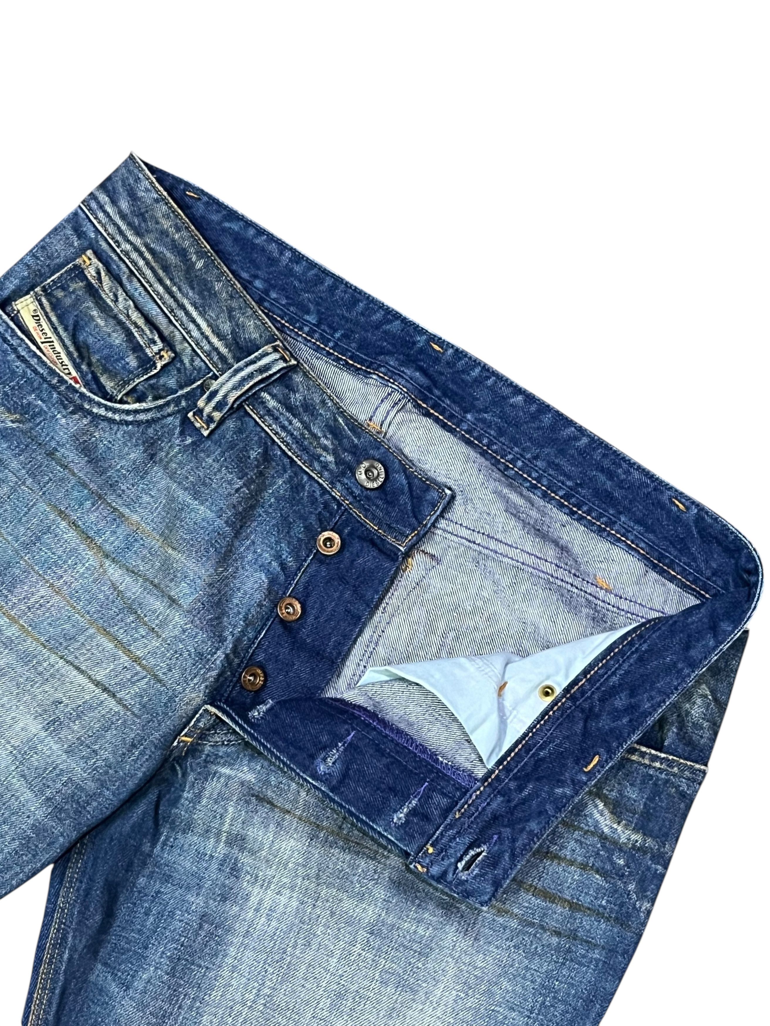 Diesel FYE PUNK🔥DIESEL Distressed Denim Wide Leg Super FLARE Jeans Size US 32 / EU 48 - 6 Thumbnail