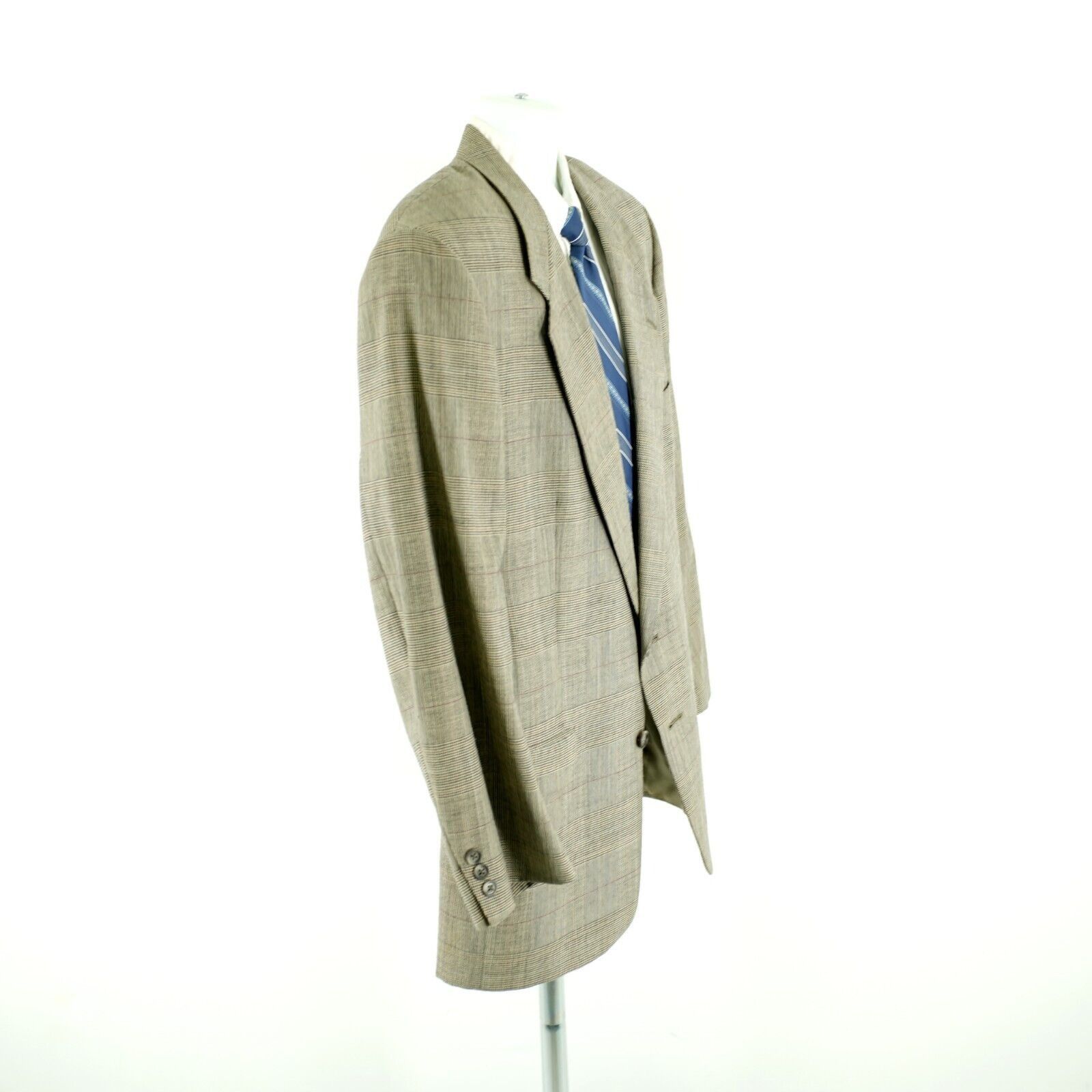 Austin Reed DAMAGED Austin Reed Wool Tan Glen Plaid 2 Button Blazer 42R Size 42R - 8 Thumbnail