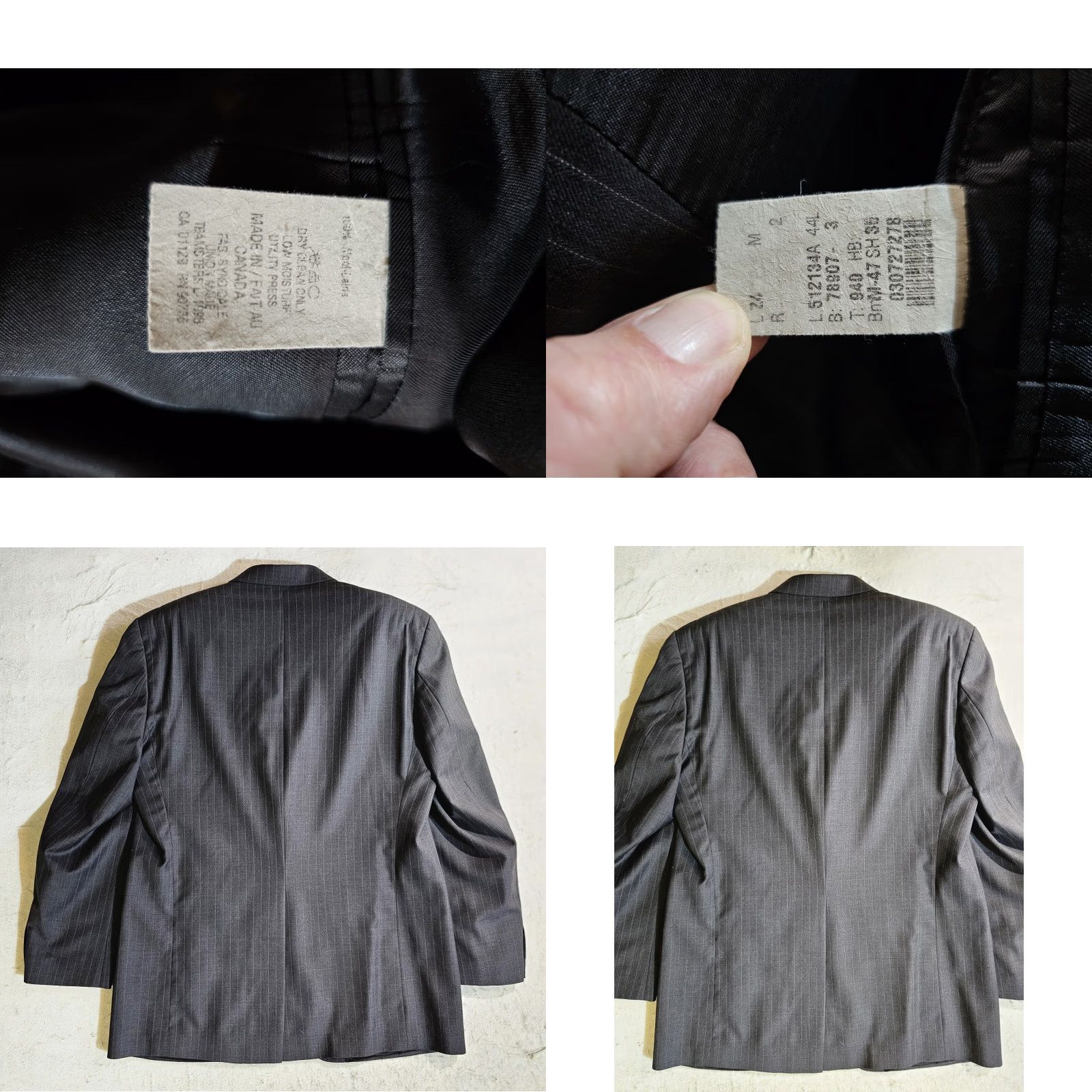 Ralph Lauren VINTAGE Lauren By RALPH LAUREN 100% Wool Grey Pin Striped 2pc Suit Mens 44 Long 38x32 Pants Size 44R - 11 Thumbnail