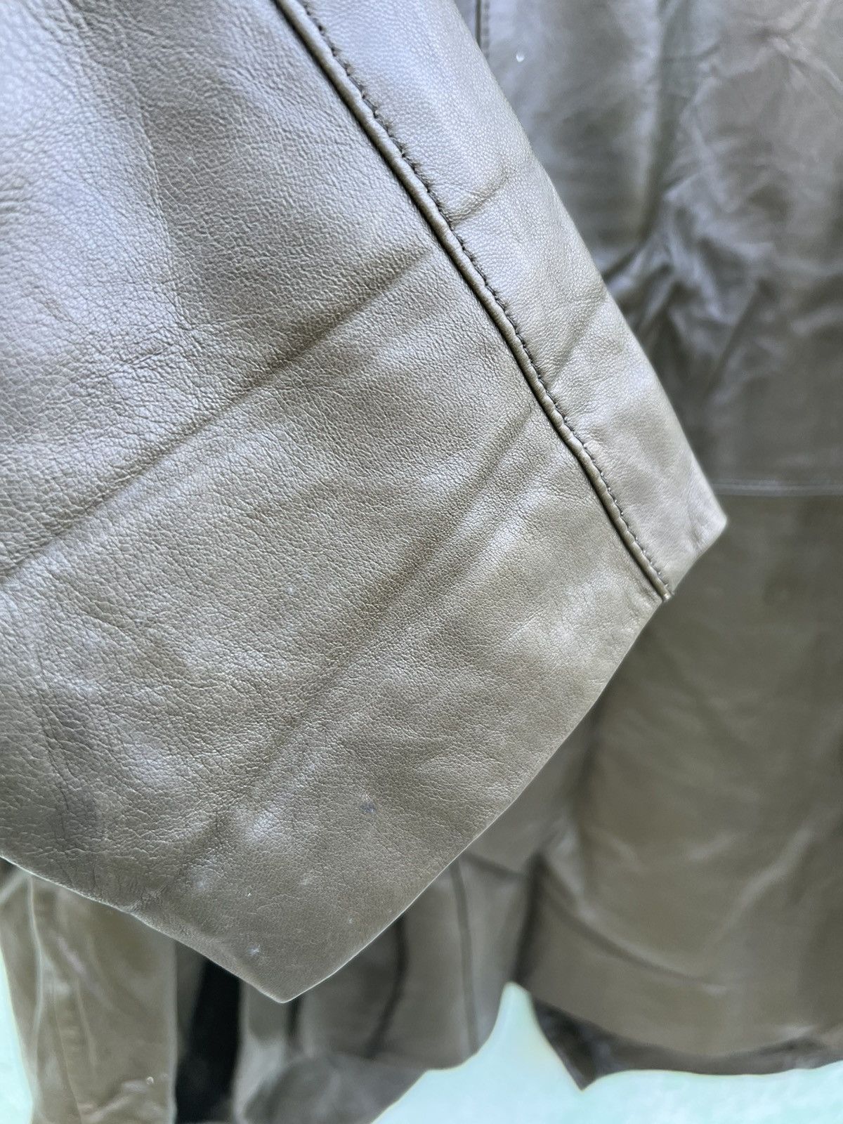 Japanese Brand Vintage Marie Claire Paris Pleated Leather Jacket OliveGreen Size US L / EU 52-54 / 3 - 25 Thumbnail
