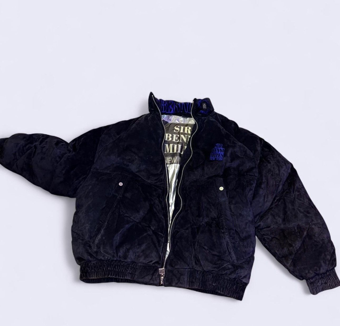 Other Sir Benni Miles NYC Velour Puffer Bomber Jacket – 3XL Size US XXL / EU 58 / 5 - 1 Thumbnail