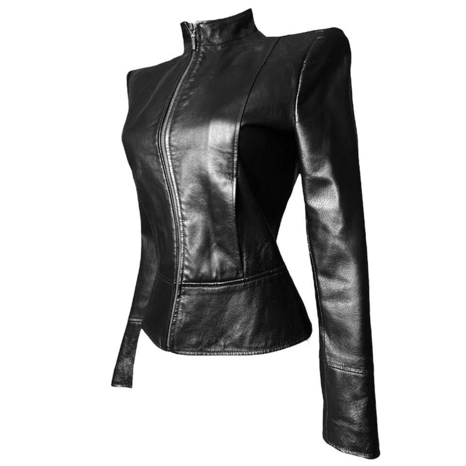 image of Avant Garde x Vintage Distressed Avant - Garde Leather Jacket In Japanese Style in Black, Women's (