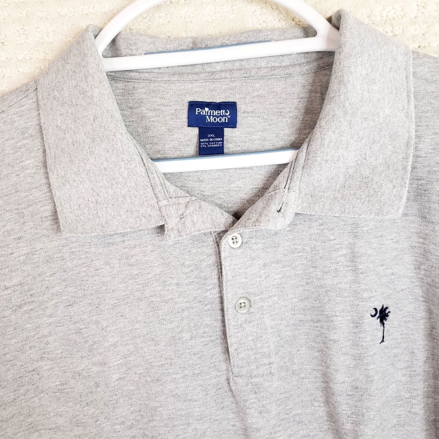 Vintage Palmetto Moon Men's 3XL Gray Polo Palmetto Tree SC Logo Embroidered Golf Shirt Size US XXL / EU 58 / 5 - 3 Thumbnail