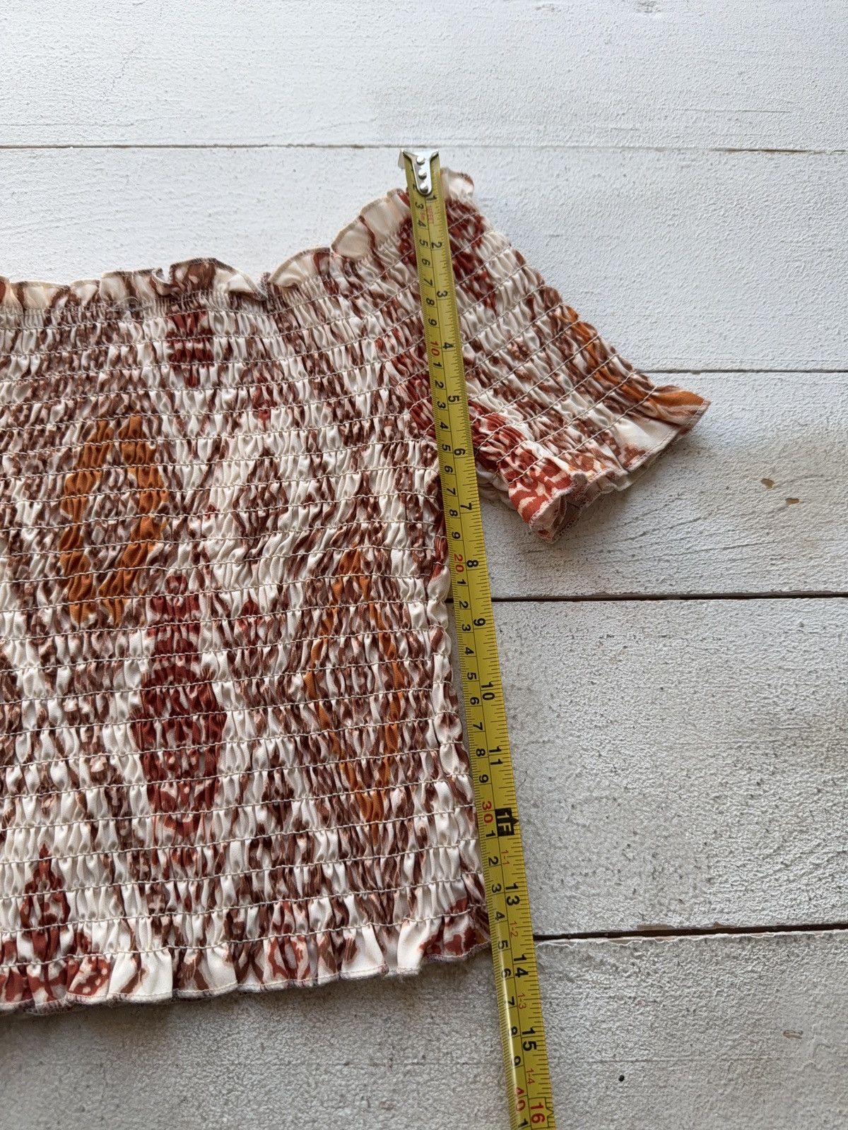 Japanese Brand Italian Boho Smocked Crop Top Puff Sleeves Made in Italy Size XS / US 0-2 / IT 36-38 - 11 Thumbnail