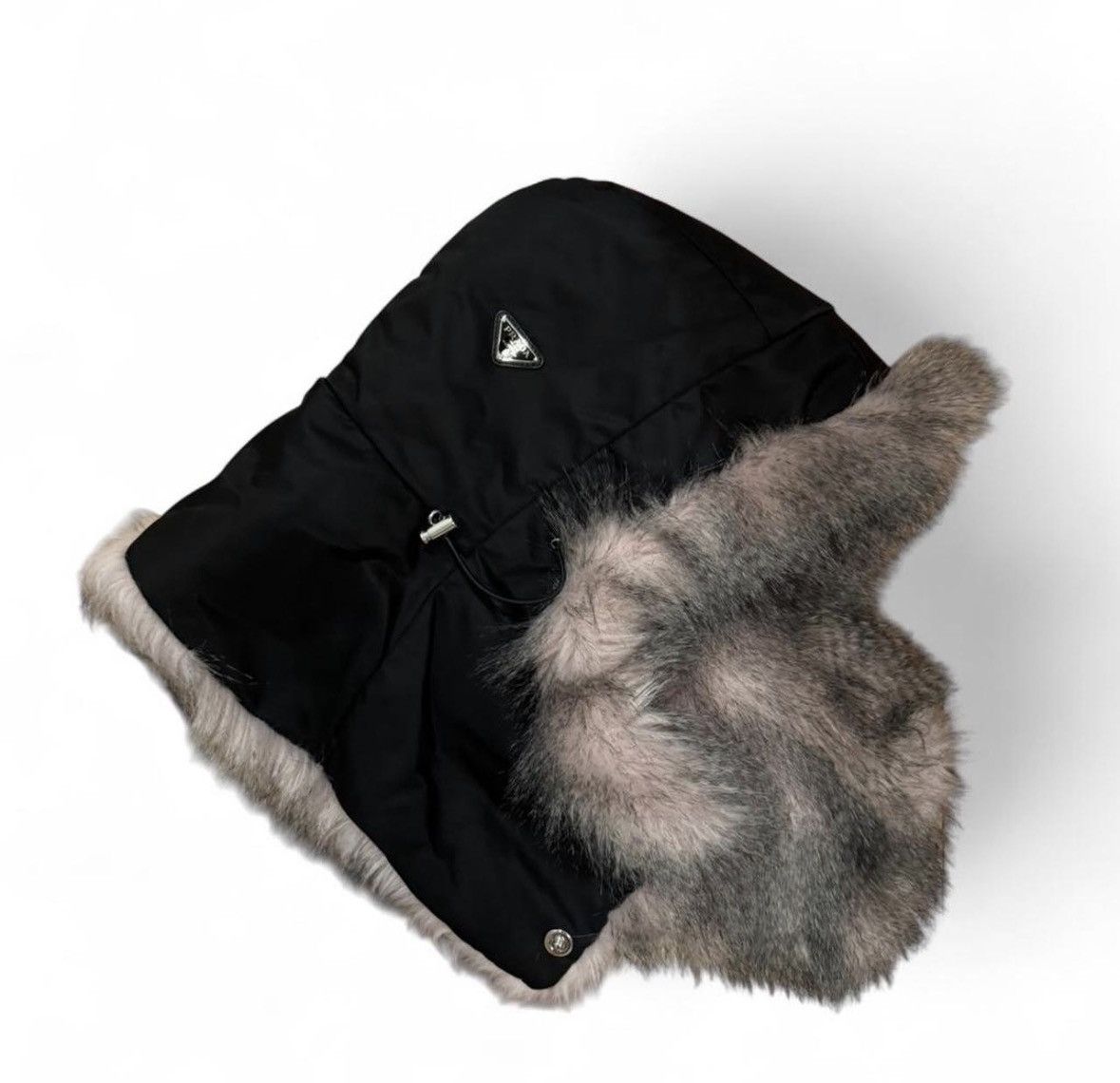 Prada Prada Re-Nylon hat with pink and black fur trim Size ONE SIZE - 2 Thumbnail