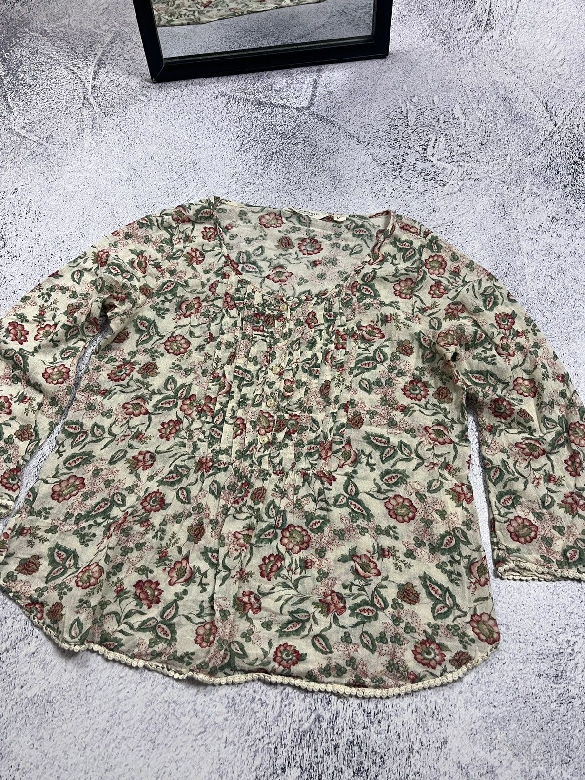 Denim & Supply Ralph Lauren × Polo Ralph Lauren × Ralph Lauren Denim & Supply Ralph Lauren Boho Floral Womens Blouse Top Size M / US 6-8 / IT 42-44 - 7 Thumbnail