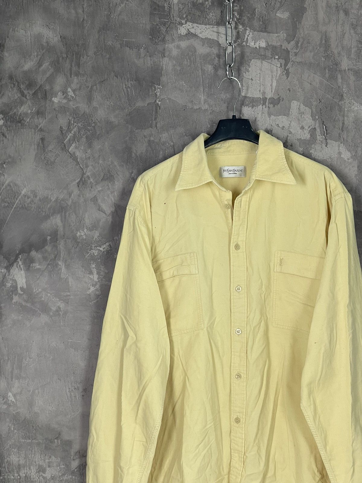 Vintage × Yves Saint Laurent Vintage Y2K YSL Shirt Button Up Yellow Size US XL / EU 56 / 4 - 3 Thumbnail