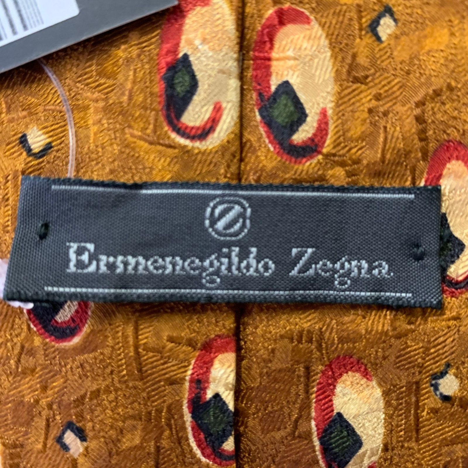 Ermenegildo Zegna ERMENEGILDO ZEGNA Camel Red Black Geometric Silk Tie Size ONE SIZE - 3 Thumbnail