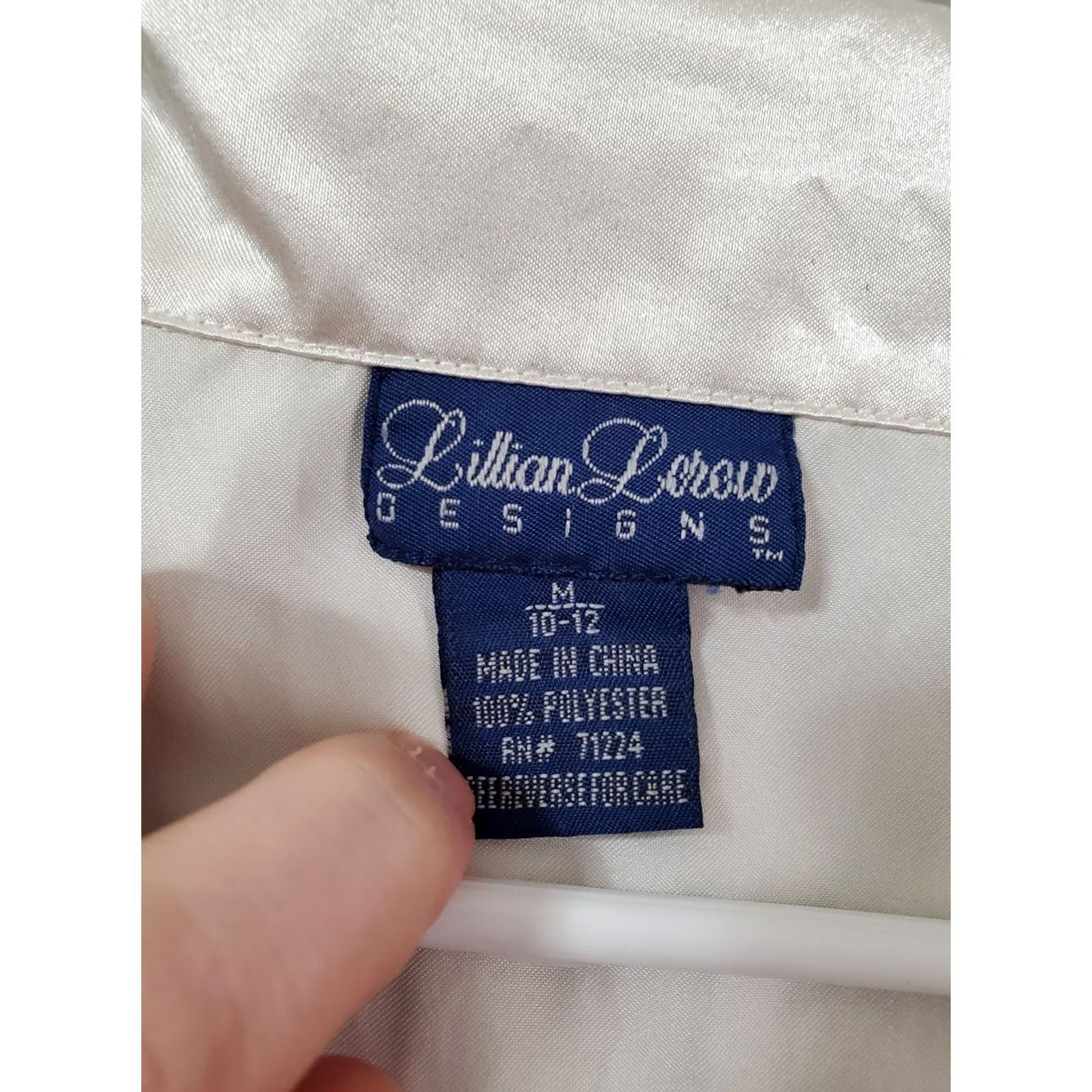 Vintage Lillian Lorow Satin Pajama Set Shirt Short Sleeve Button Up Pink Trim Womens Medium White Floral 90s Classic Lounge Set Size M / US 6-8 / IT 42-44 - 6 Thumbnail