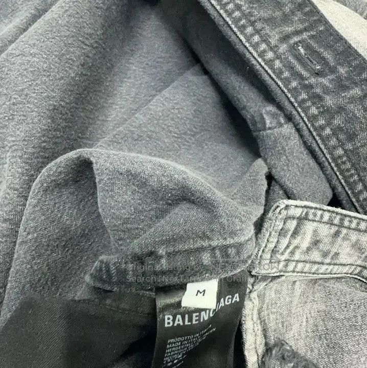 Balenciaga SS21 Ripped Denim Long Sleeve Shirt.