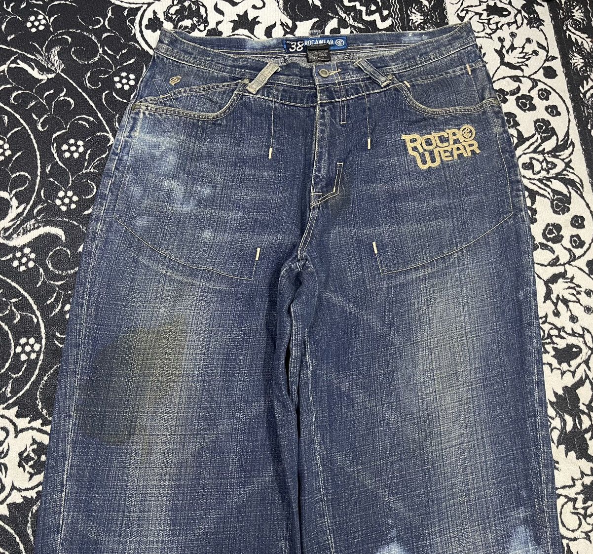 Rocawear 2000s ROCAWEAR BAGGY JEANS ACID SPLASH DESIGN Size US 36 / EU 52 - 5 Thumbnail