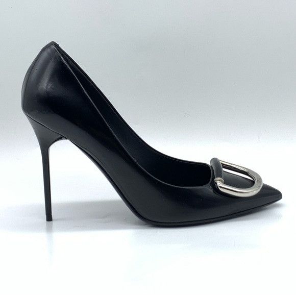 Burberry BURBERRY Flanagan Pointed Toe Pump in Black Leather Size US 7.5 / IT 37.5 - 2 Thumbnail