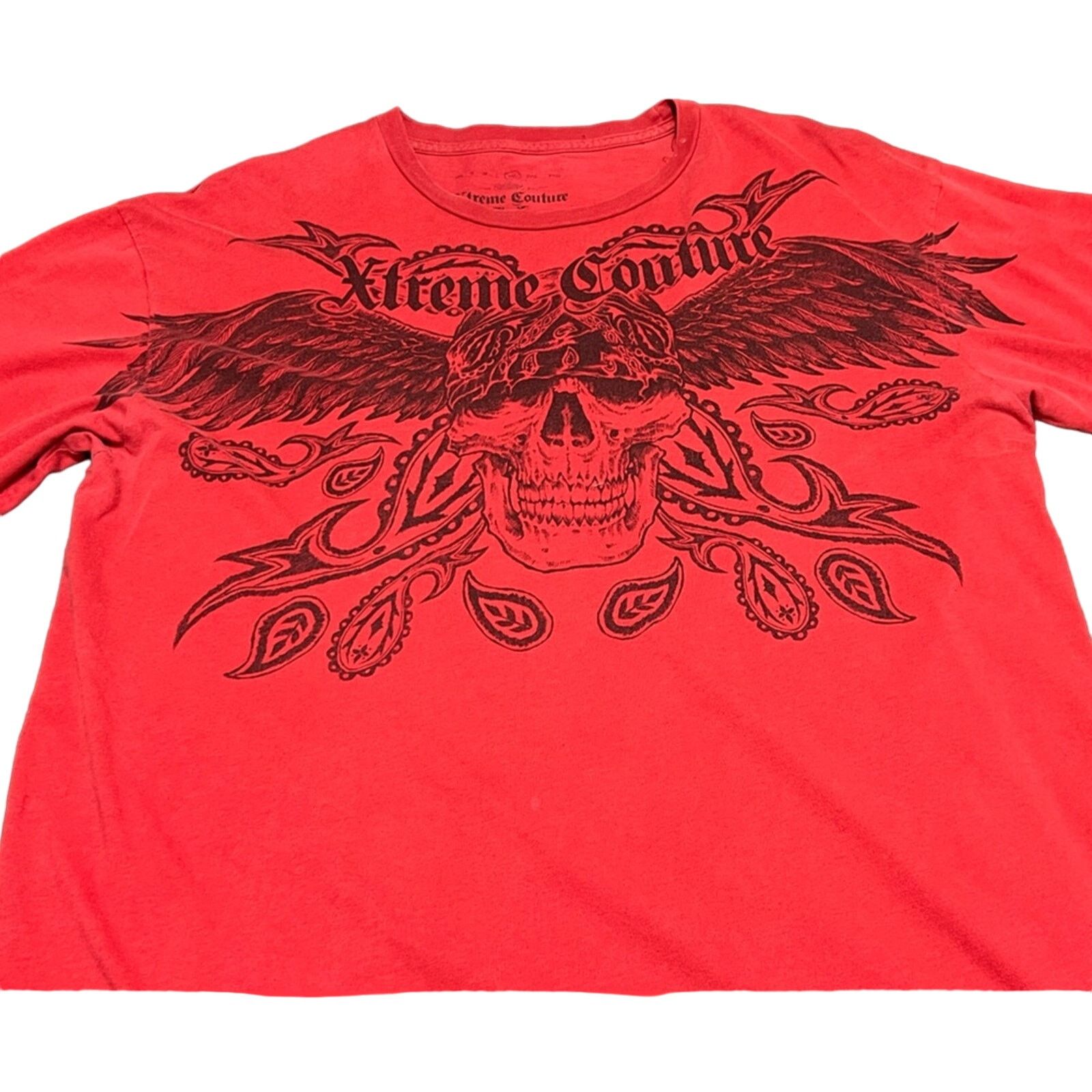 Vintage Xtreme Couture Affliction Y2K Biker Head Skull T-Shirt Size US XL / EU 56 / 4 - 3 Thumbnail