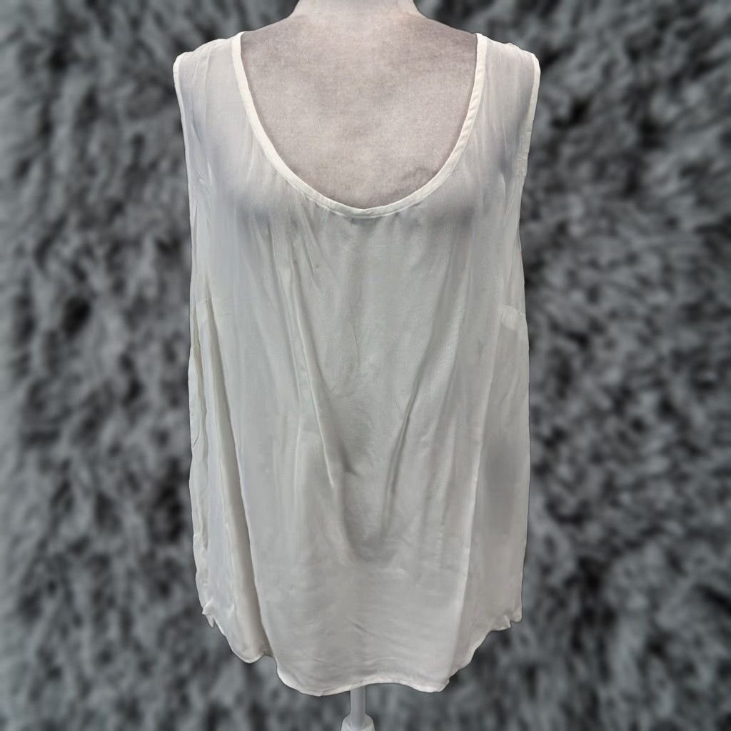 Vintage VINTAGE Carole Little Plus Tank Top 3X Ivory Semi-Sheer Camisole Shell Business Womens Size XXL / US 16-18 / IT 52-54 - 1 Thumbnail