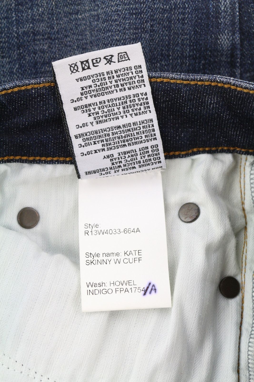 R13 KATE SKINNY CUFF 27 Howel Indigo Faded Distress 86240 Size 27" / US 4 / IT 40 - 8 Thumbnail