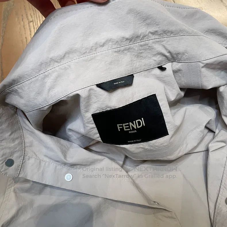 Fendi Fendi Loose Fit Collarless Short Sleeve Shirt, Gray Size US S / EU 44-46 / 1 - 3 Thumbnail
