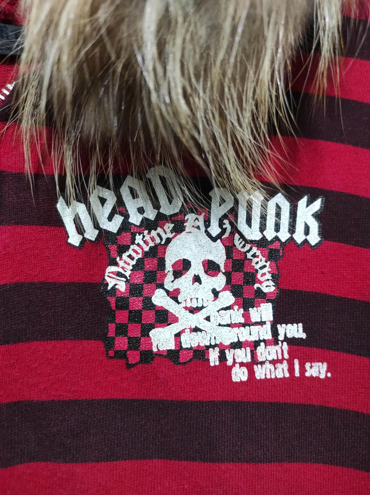 Japanese Brand Head Punk Skull stripe zip fur hoodie ifsix LGB style Size US S / EU 44-46 / 1 - 5 Thumbnail