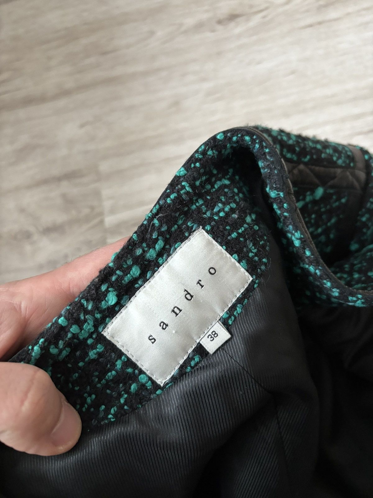 Sandro Sandro Paris Emerald Green Wool-Blend Leather Trim Short Size S / US 4 / IT 40 - 23 Thumbnail