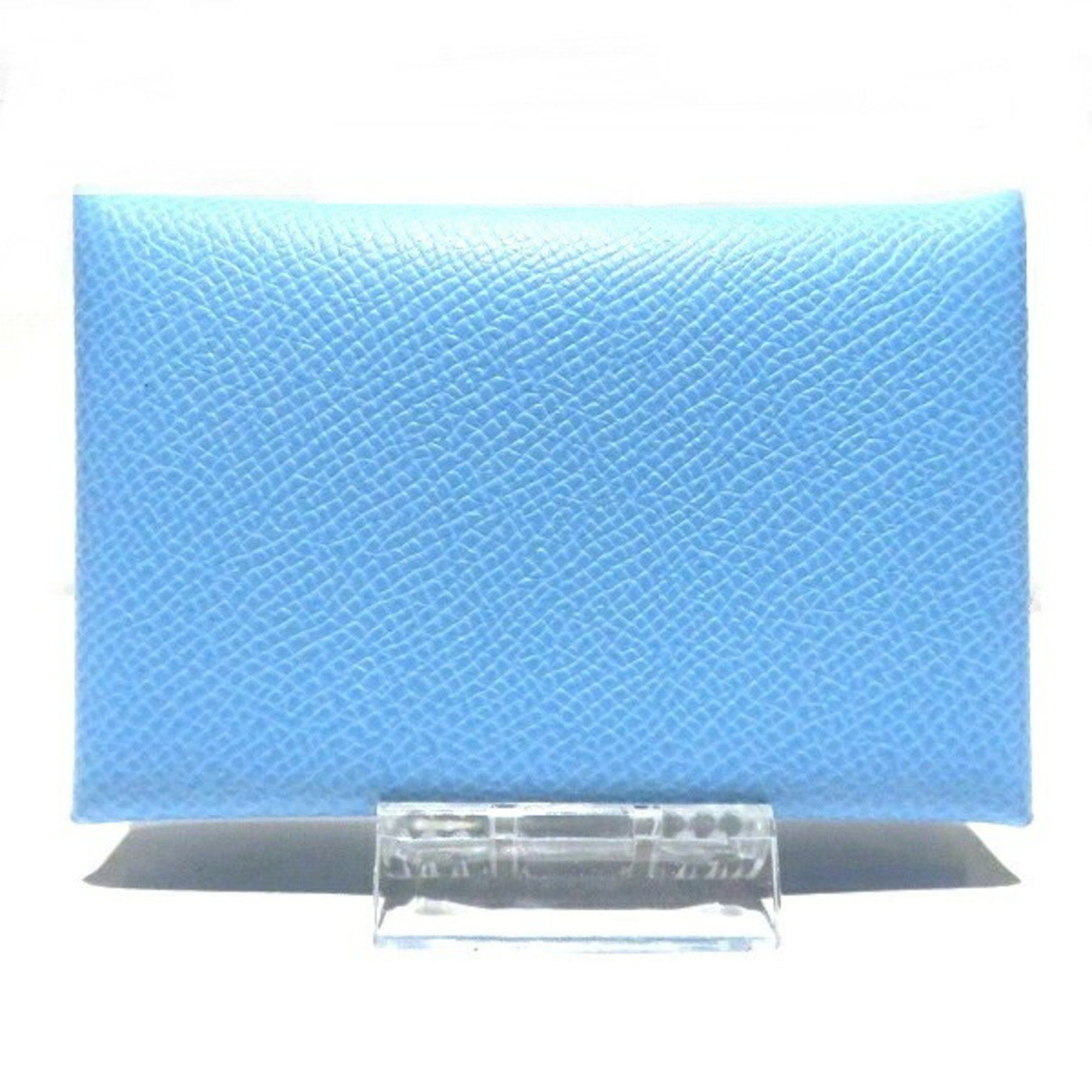 image of Hermes Calvi Brand Accessories Pass Case Business Card Holder Ladies in Celeste, Women's