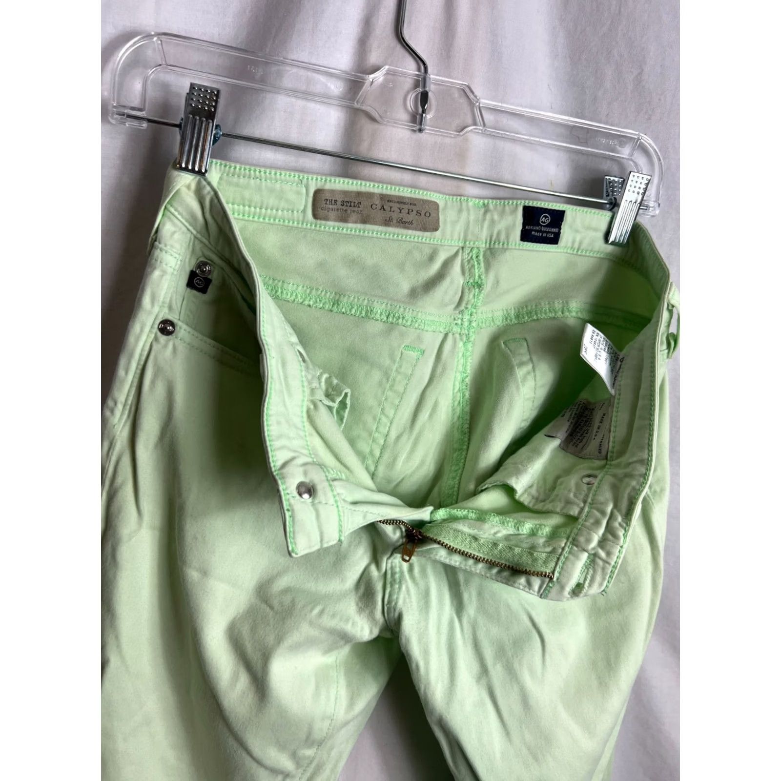 Vintage AG Adriano Goldschmied The Stilt Lime Jean 28R Women Cigarette Leg USA RN104857 Size 28" / US 6 / IT 42 - 6 Thumbnail