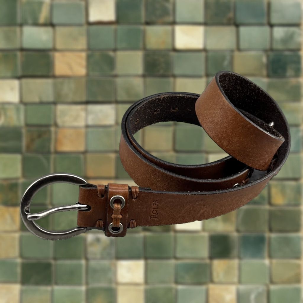 Vintage Rolfs Leather Belt Womens Large Brown Silver Buckle Boho Western Weaving - Dress Belt, Regular Size, Brown Leather Belt, Women's Belt, Rolfs Size ONE SIZE - 1 Thumbnail