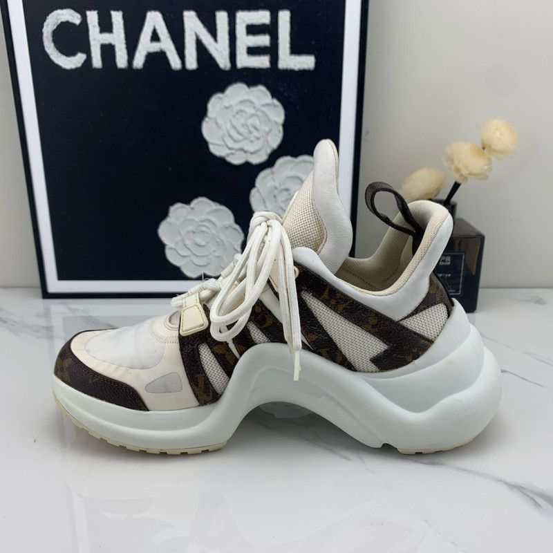 Louis Vuitton Louis Vuitton White and Brown Casual Sneakers - Size US 5.5 / EU 38 - 7 Thumbnail