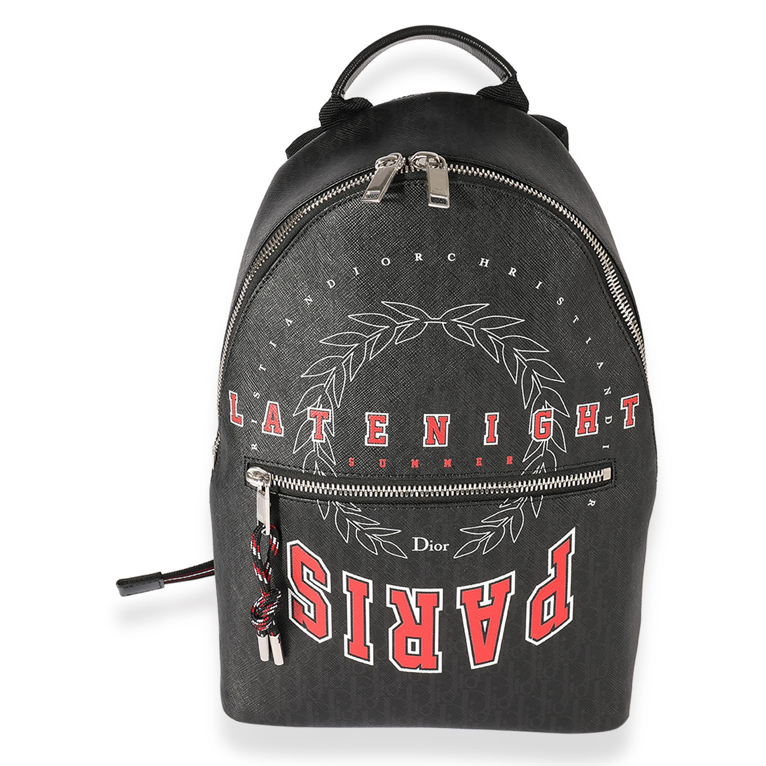image of Dior Homme Black Coated Canvas Late Night Backpack, Women's
