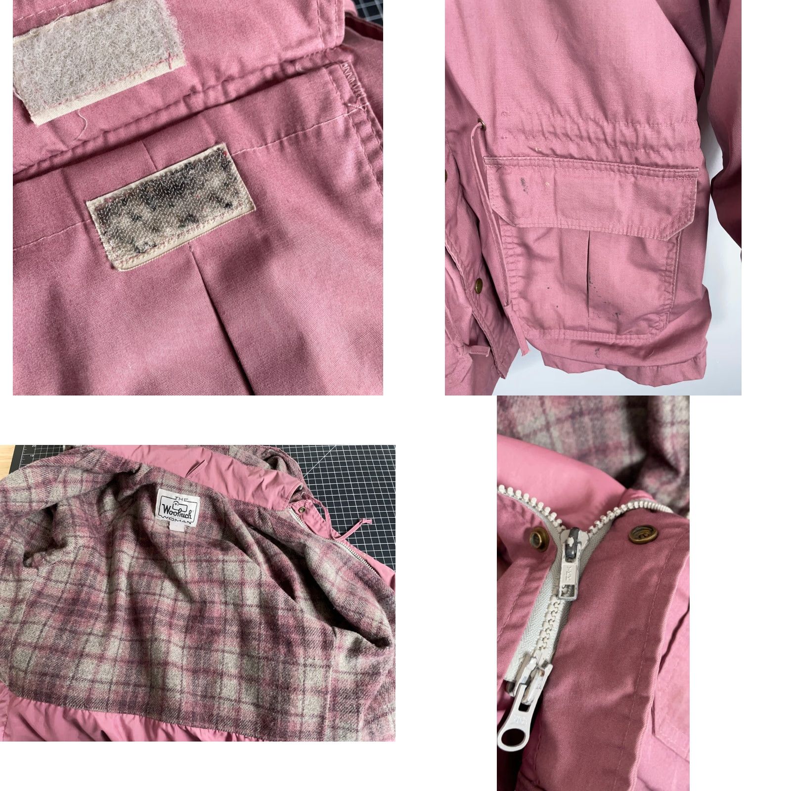 Vintage VINTAGE Woolrich Jacket Women's M Wool Lined Hooded Parka Full Zip Removable Hood Pockets 80s 90s Pink Size M / US 6-8 / IT 42-44 - 8 Thumbnail
