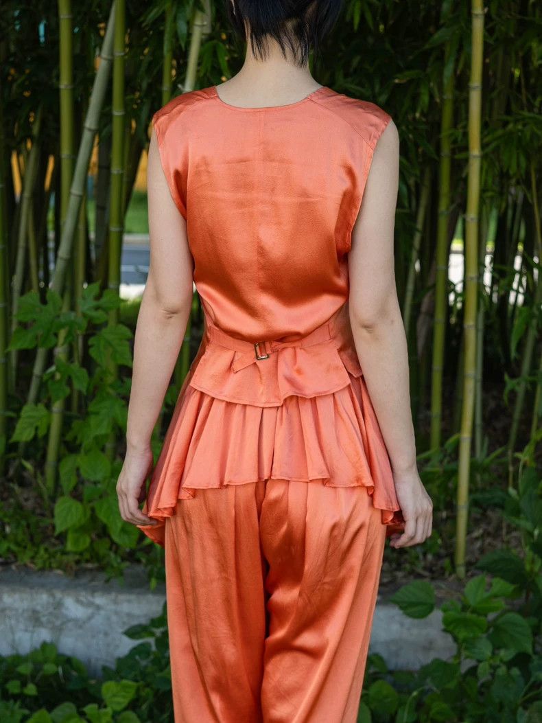 Kenzo KENZO Orange pink elegant silk set vintage Size XS / US 0-2 / IT 36-38 - 3 Thumbnail