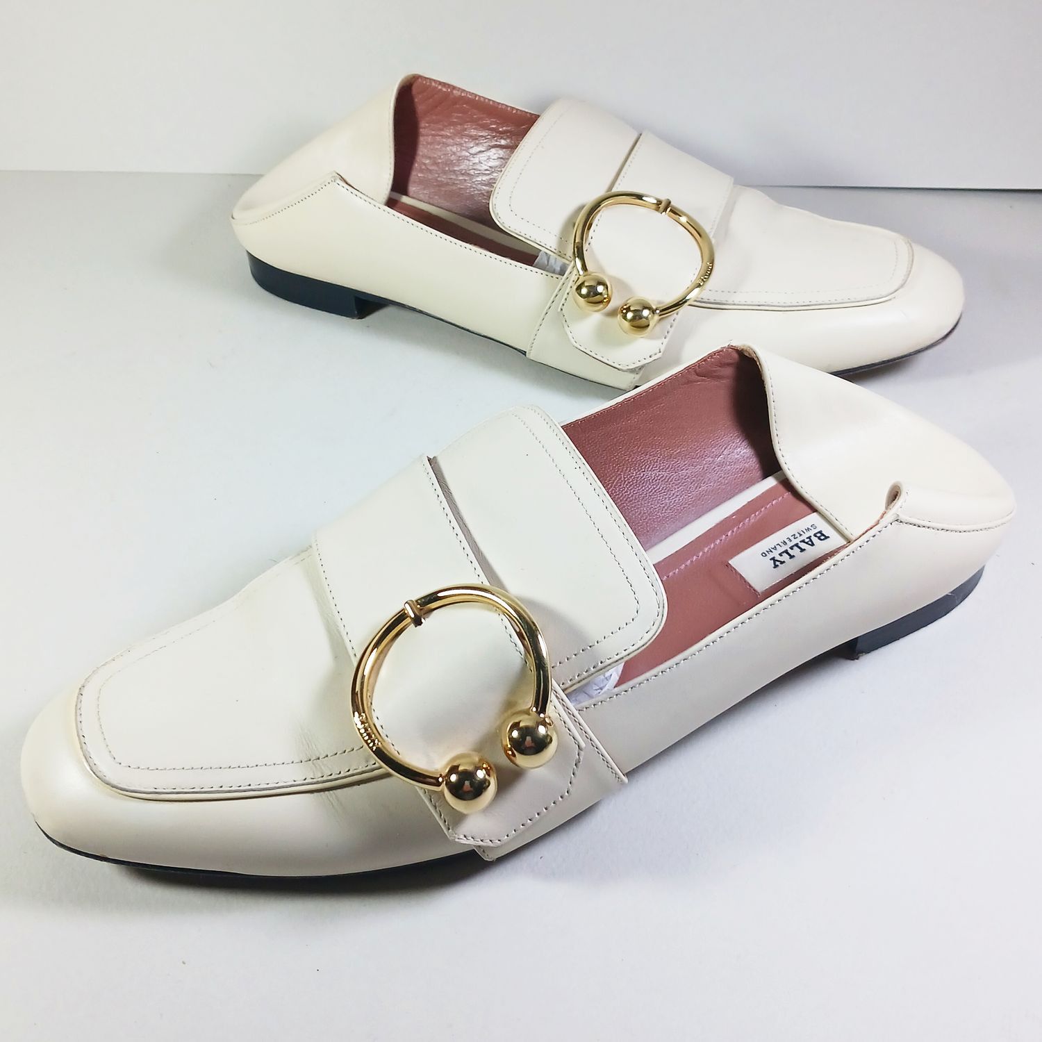 Bally Bally Malinda Ivory White Leather Buckle Slipper Loafers 39 Size US 8 / IT 38 - 6 Thumbnail