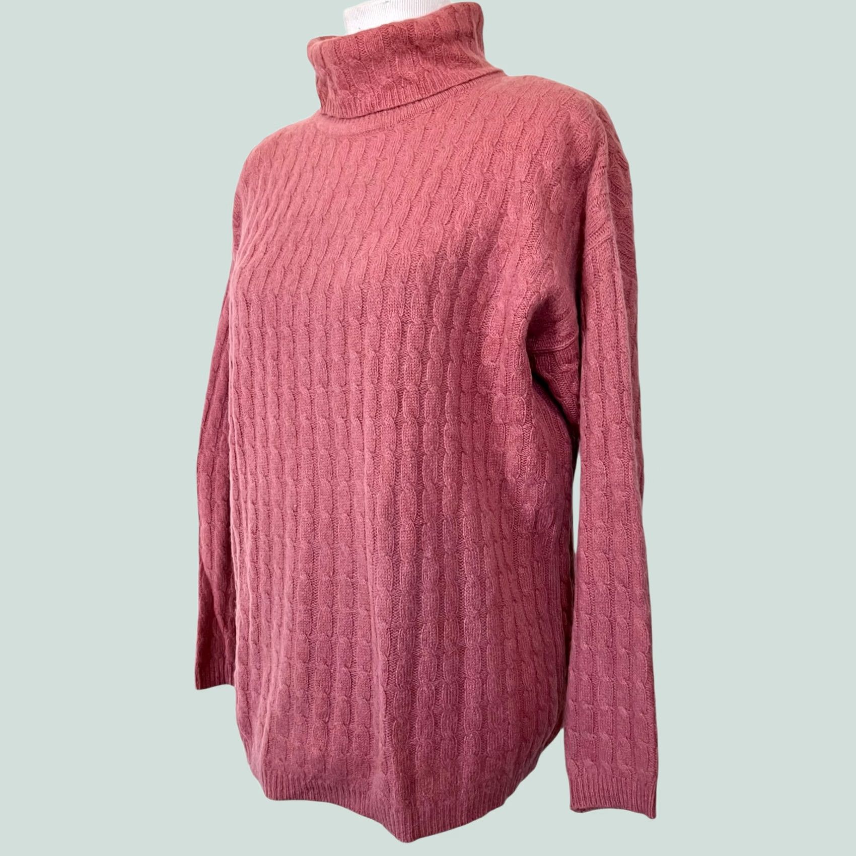 Pinko Wainscott Vintage Sweater Womens Pink Lambswool Angora Turtleneck Cable Knit Petite Small Pullover Wool Angora Nylon Long Sleeve Size S / US 4 / IT 40 - 1 Thumbnail