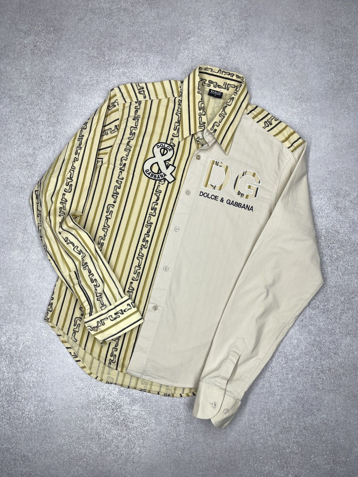 Dolce & Gabbana Vintage Dolce & Gabbana Logo Pattern Stripe Patch Shirt Size US M / EU 48-50 / 2 - 1 Thumbnail