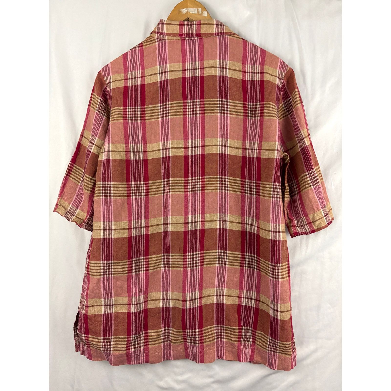 Saks Fifth Avenue Real Clothes Saks Fifth Avenue Blouse MEDIUM Plaid Linen Size M / US 6-8 / IT 42-44 - 9 Thumbnail