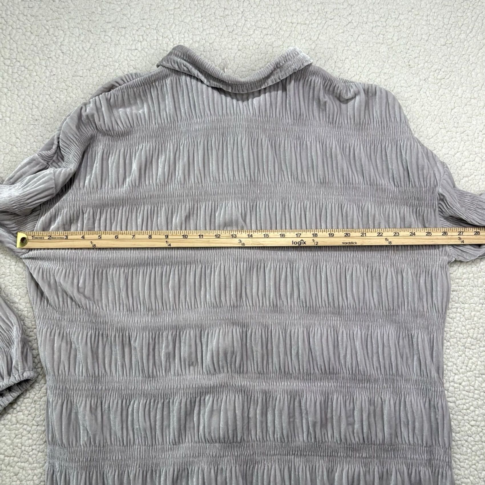 Free People Free People Blouse Tunic Velvet Button Collared Long Sleeve Gray L Bohemian Oversized Regular Women Size L / US 10 / IT 46 - 7 Thumbnail