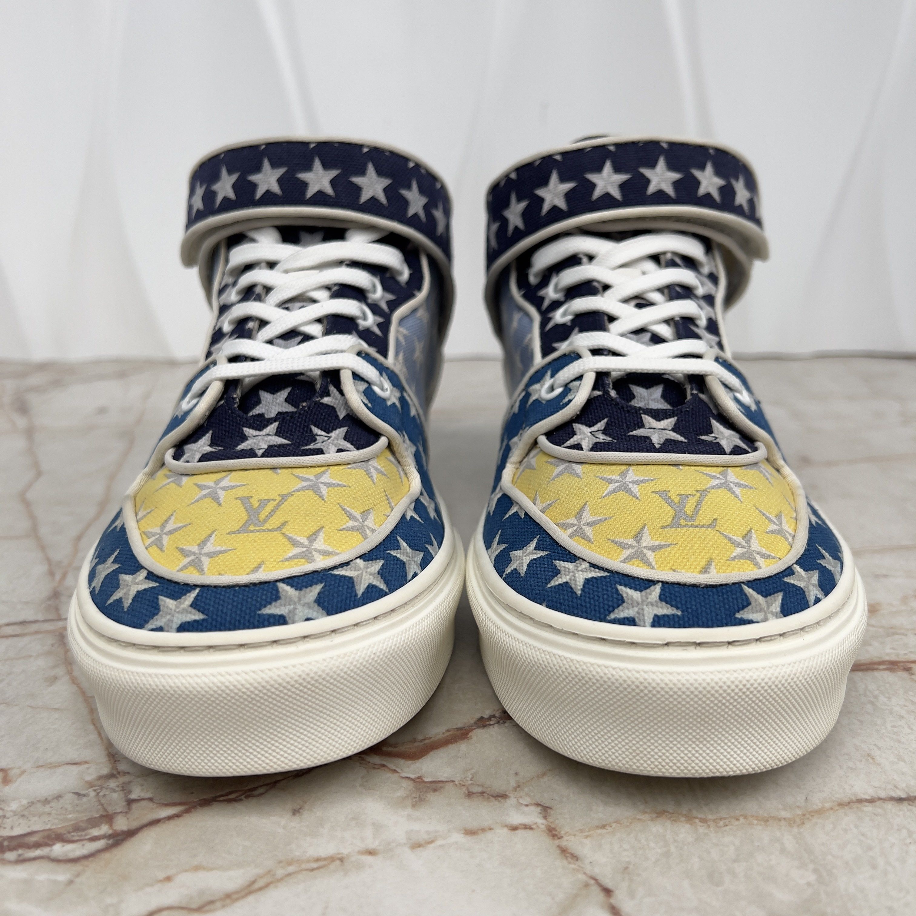 Louis Vuitton Acapulco Stars Monogram Sneakers Blue Fabric Size US 8.5 / EU 41-42 - 4 Thumbnail
