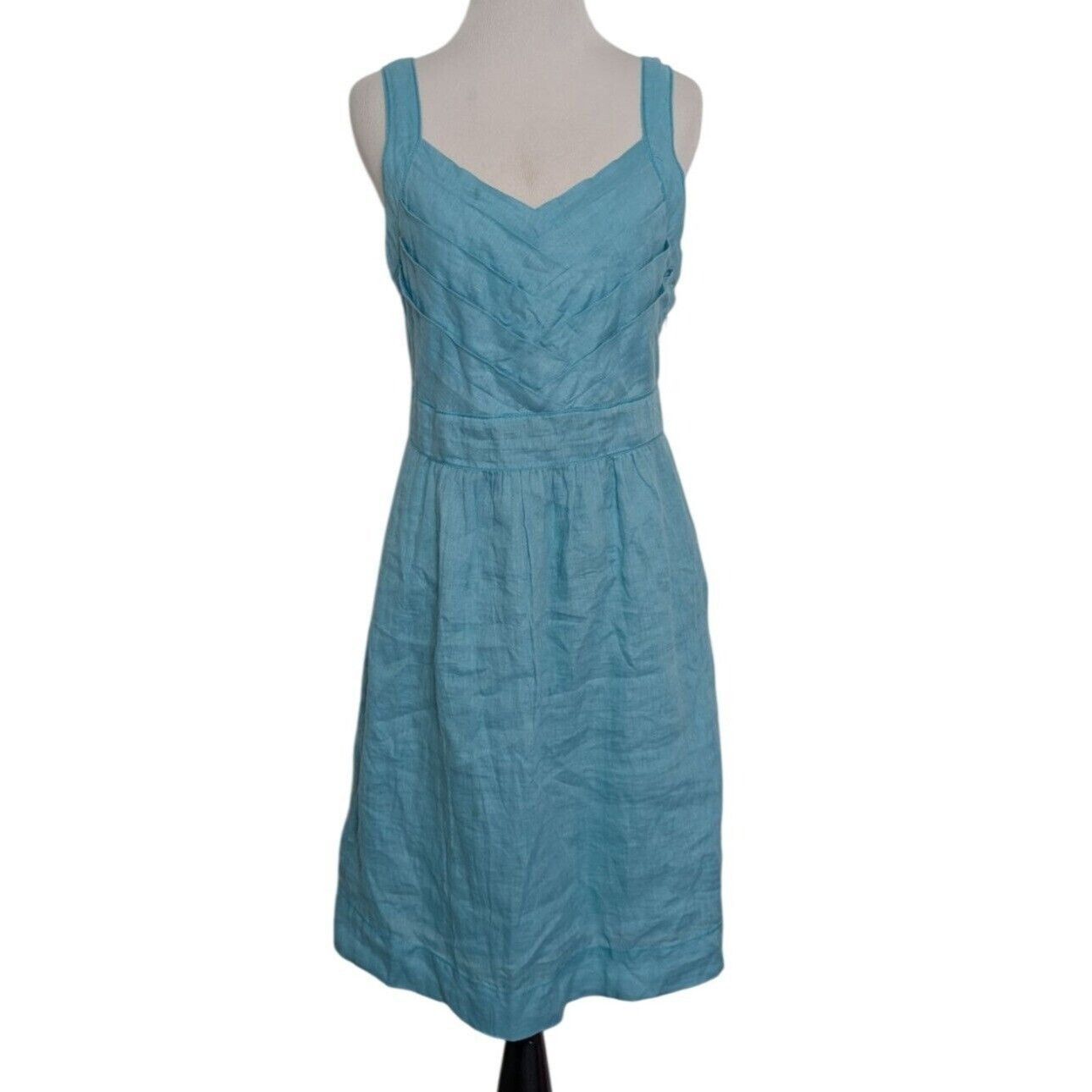 Designer Max Studio 100% Linen Dress Womens Size Medium Blue V Neck Size M / US 6-8 / IT 42-44 - 1 Thumbnail