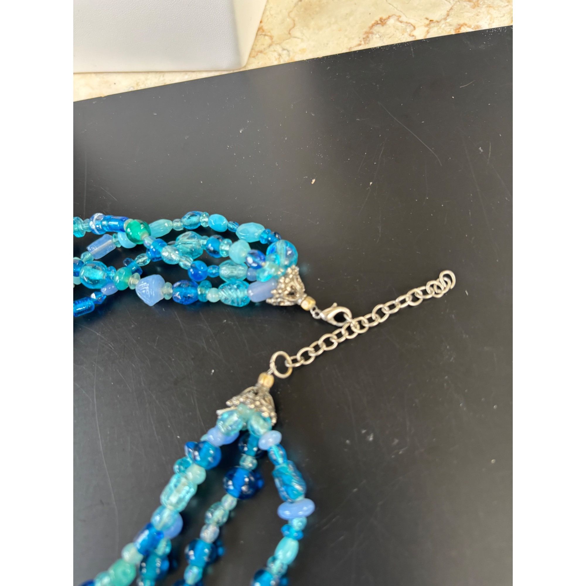 Other Multi-Strand Blue Beaded Glass Necklace Adjustable 18"-22" B Size ONE SIZE - 7 Thumbnail