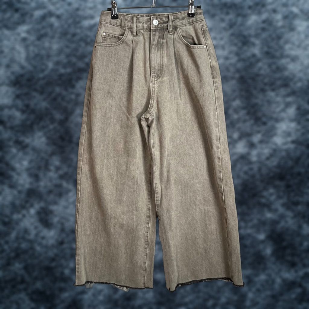 Vintage WeWoreWhat Womens Jeans 25 Distressed Wide-Leg 100% Cotton Taupe Grey Size 42" / US 20 - 1 Thumbnail