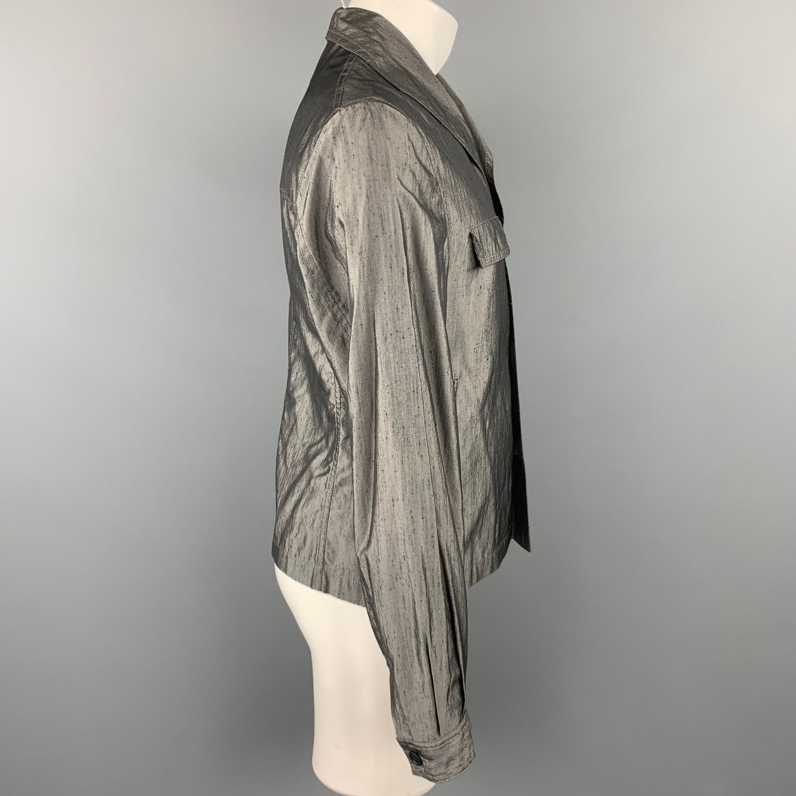 Costume National CoSTUME HOMME 40 Grey Textured Cotton Blend Buttoned Jacket Size US L / EU 52-54 / 3 - 3 Thumbnail