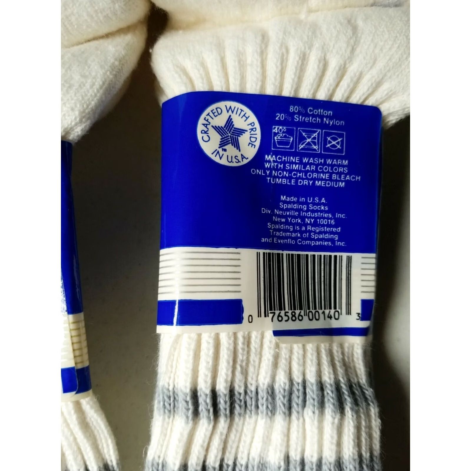 Spalding VINTAGE Spalding RACQUET SPORTS Tube Socks Gray White Stripe 10-13 Mens Size ONE SIZE - 6 Thumbnail