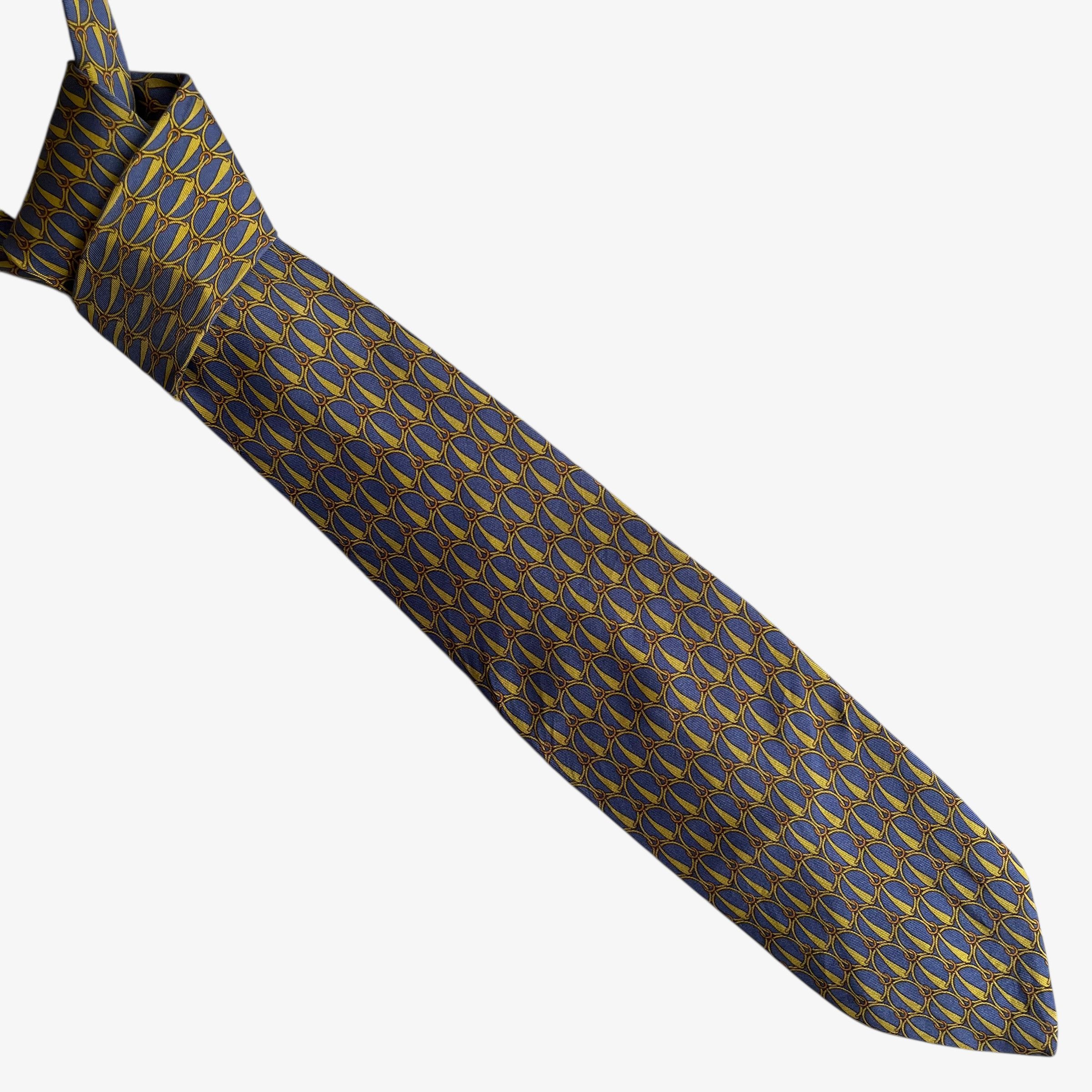 J.Crew Vintage 90s J Crew Geometric Equestrian Chain Print Silk Tie Size ONE SIZE - 1 Thumbnail