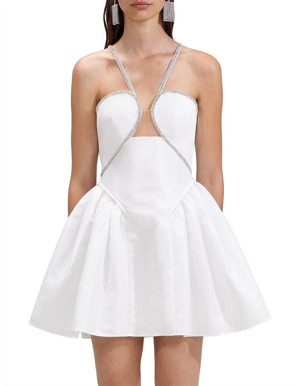 SELF-PORTRAIT Crystal-Embellished Cut-Out Minidress