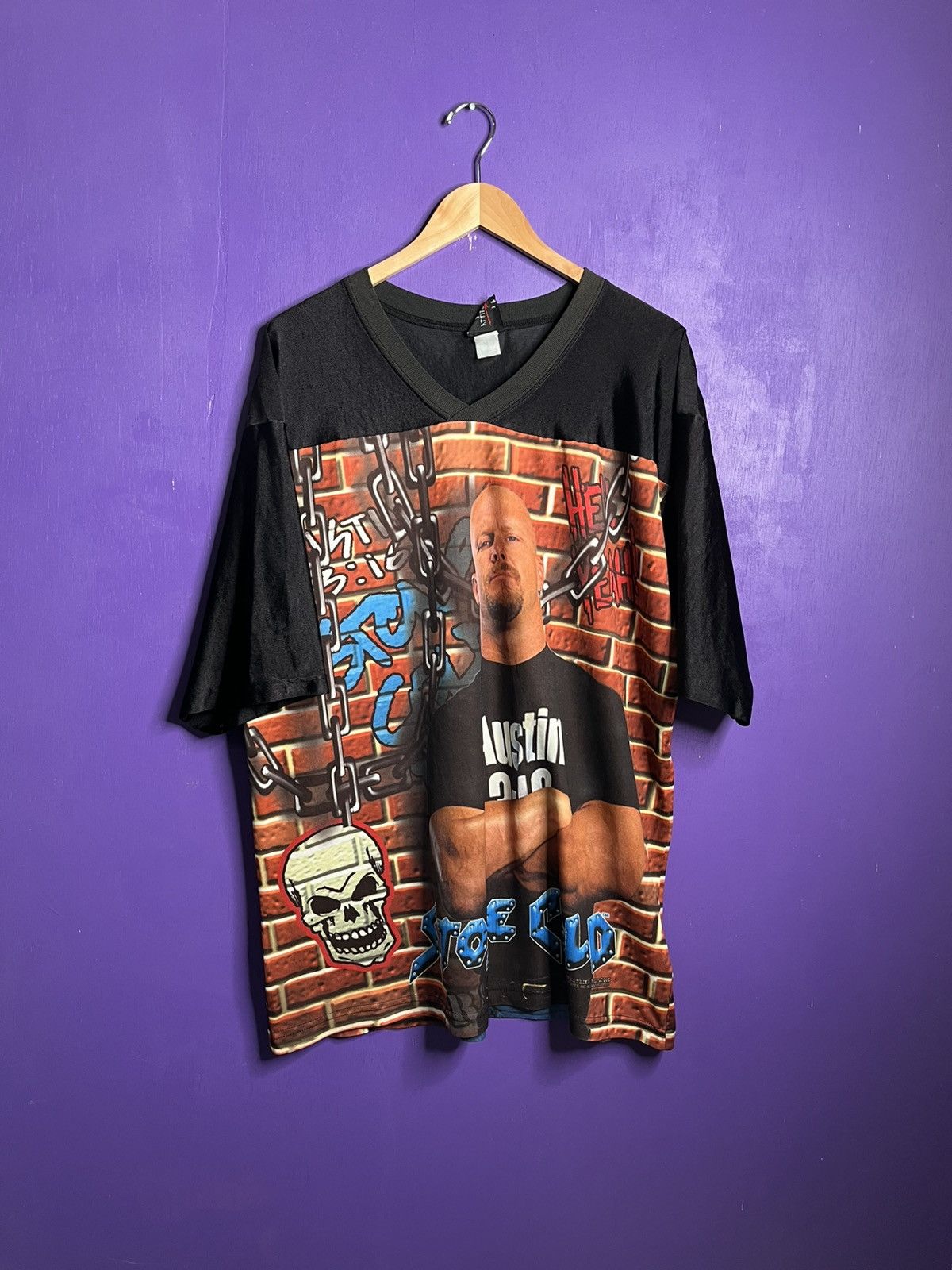 Vintage × WWF Vintage 1999 WWF Stone cold brick wall Jersey Size US XL / EU 56 / 4 - 1 Thumbnail