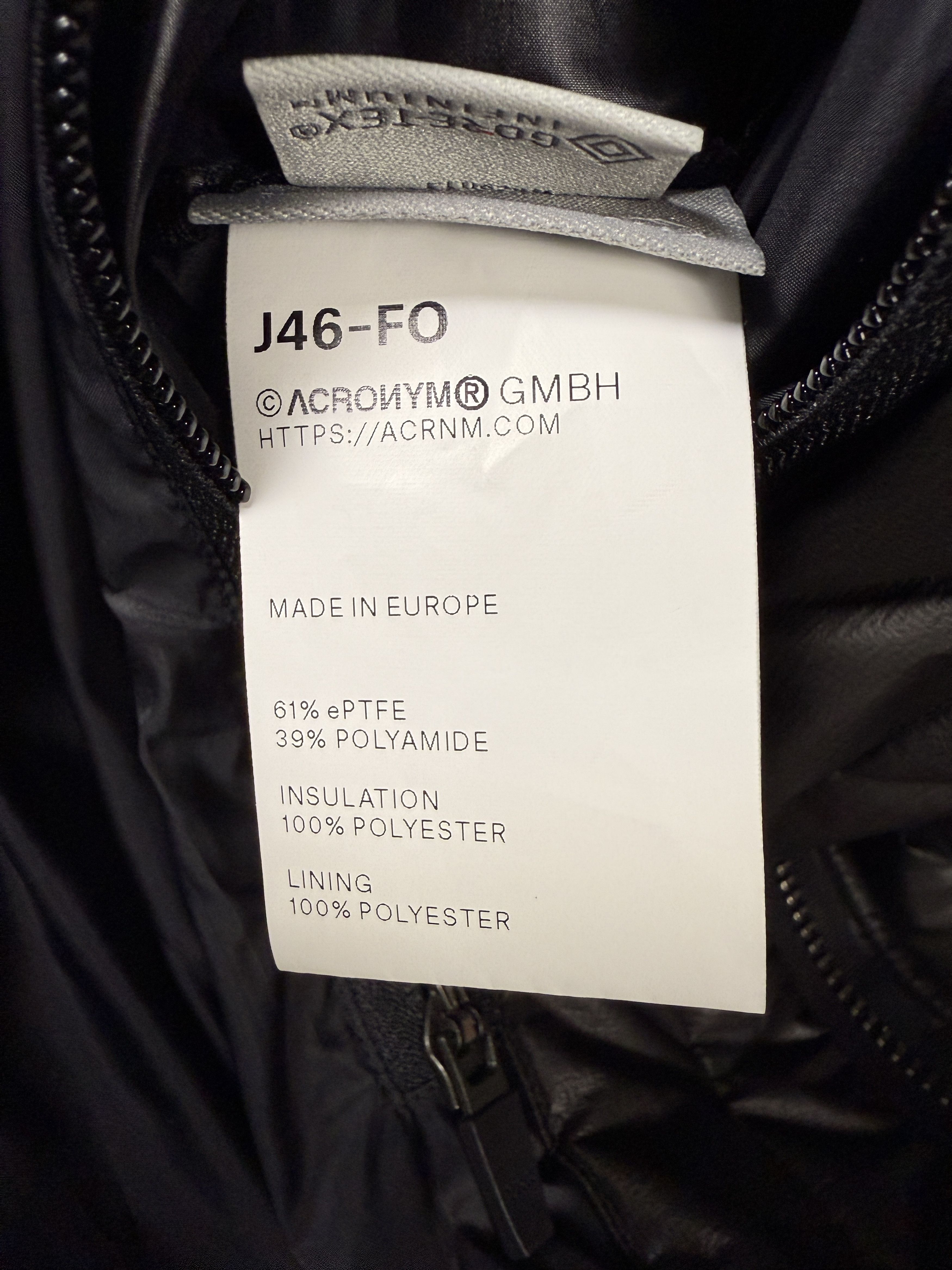 Acronym Acronym J46-FO 2L Infinium Film Out J46-FO Coat Size US L / EU 52-54 / 3 - 9 Thumbnail