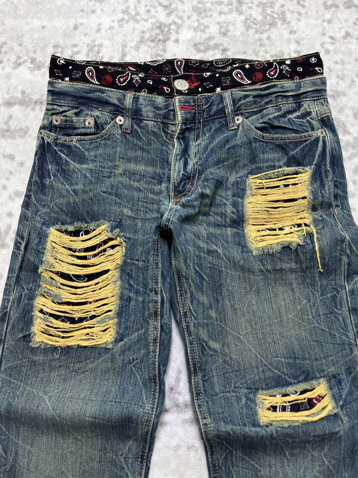 Hysteric Glamour Vintage Pretty Green Design Double Waist Distressed Denim Size US 30 / EU 46 - 3 Thumbnail
