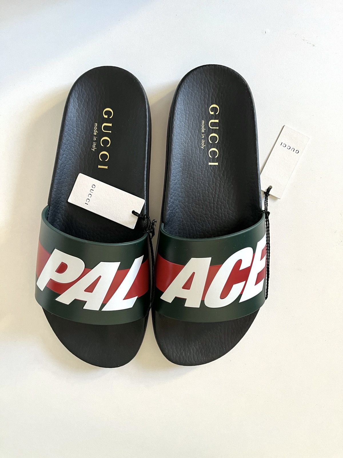 image of Gucci x Palace Slides in Black, Men's (Size 11)