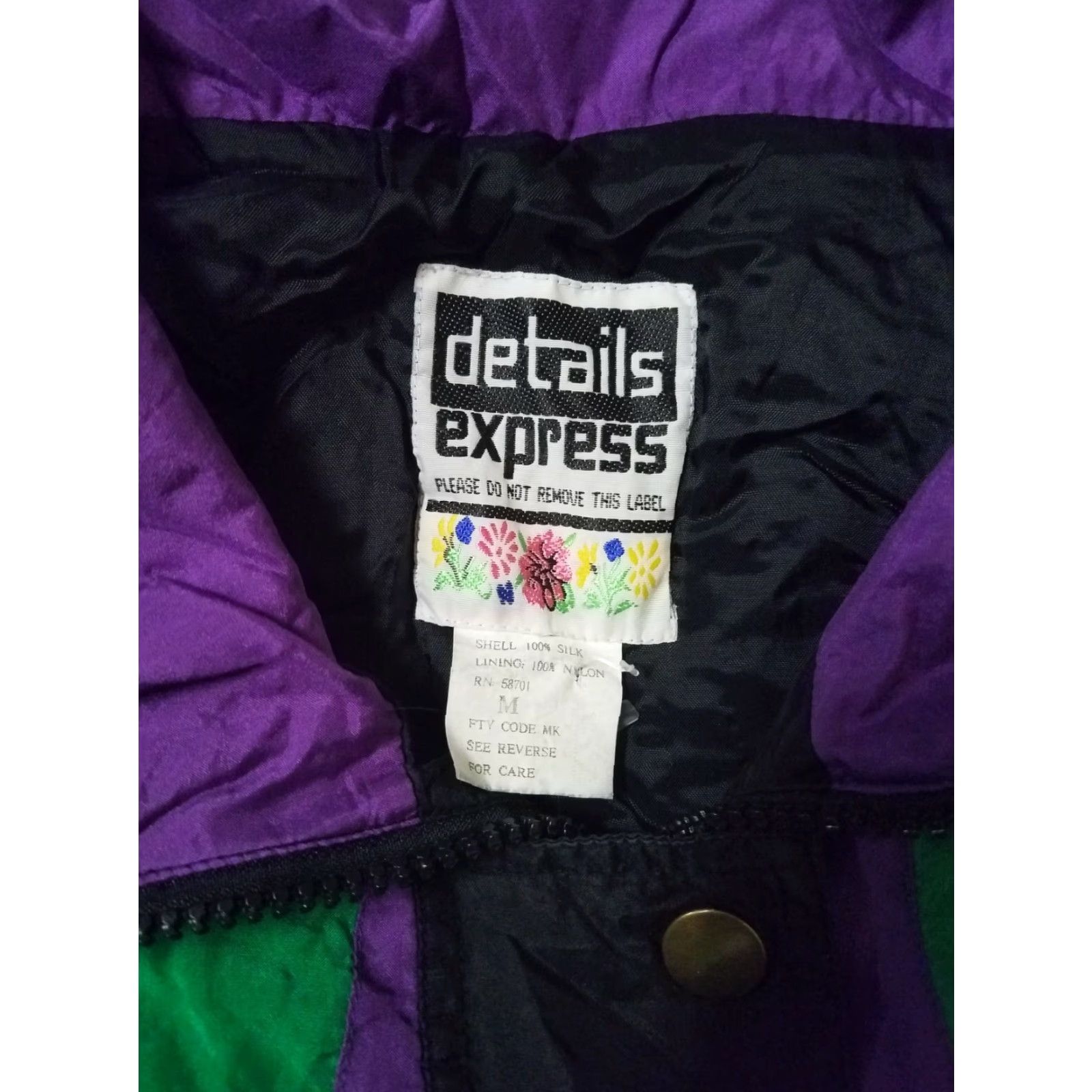 Express VINTAGE Express 100% Silk Windbreaker Jacket Womens M Black 80s Details Slik Hundred% Slk? Size M / US 6-8 / IT 42-44 - 6 Thumbnail