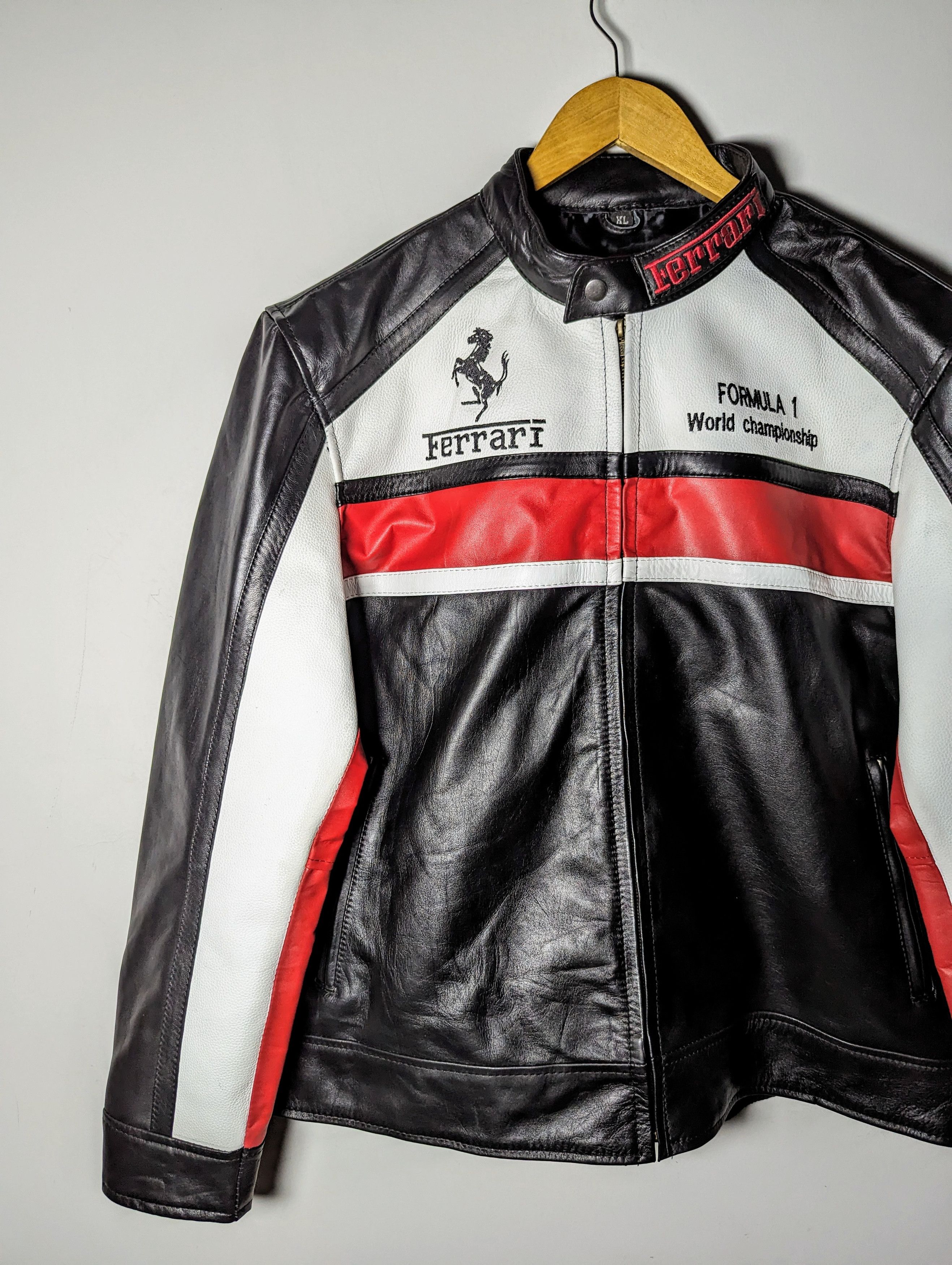 Ferrari 🔥VINTAGE FERRARI LEATHER JACKET Formula 1 STREETWEAR Racing Size US L / EU 52-54 / 3 - 4 Thumbnail